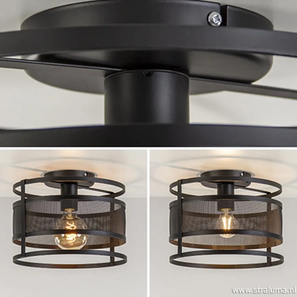 Fashion Straluma Plafondlamp cilinder gaas zwart