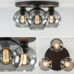 Best Sale Straluma Plafondlamp 3L zwart bolglas smoke