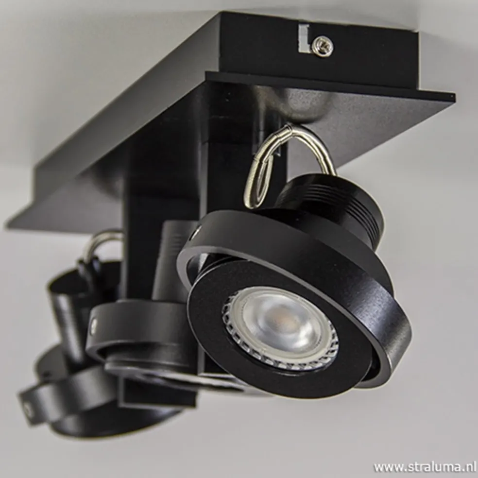 Discount Straluma Plafondspot 3L op balk zwart gu10 incl.