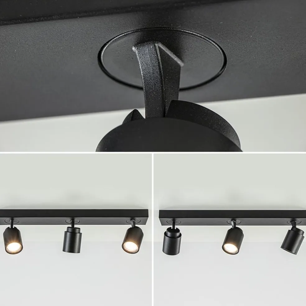 Discount Straluma Plafondspot Razza 3L balk zwart gu10
