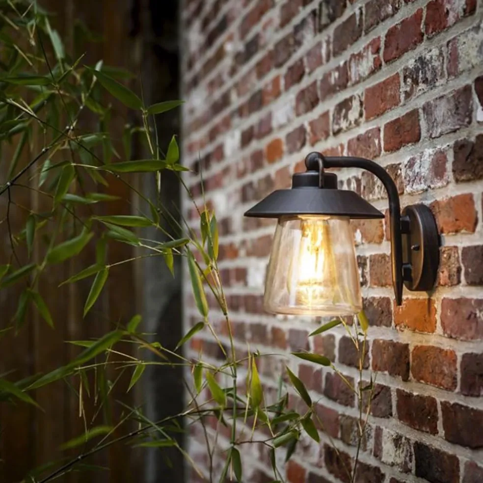Shop Straluma Robuuste buitenlamp wand zwart met roest en glas