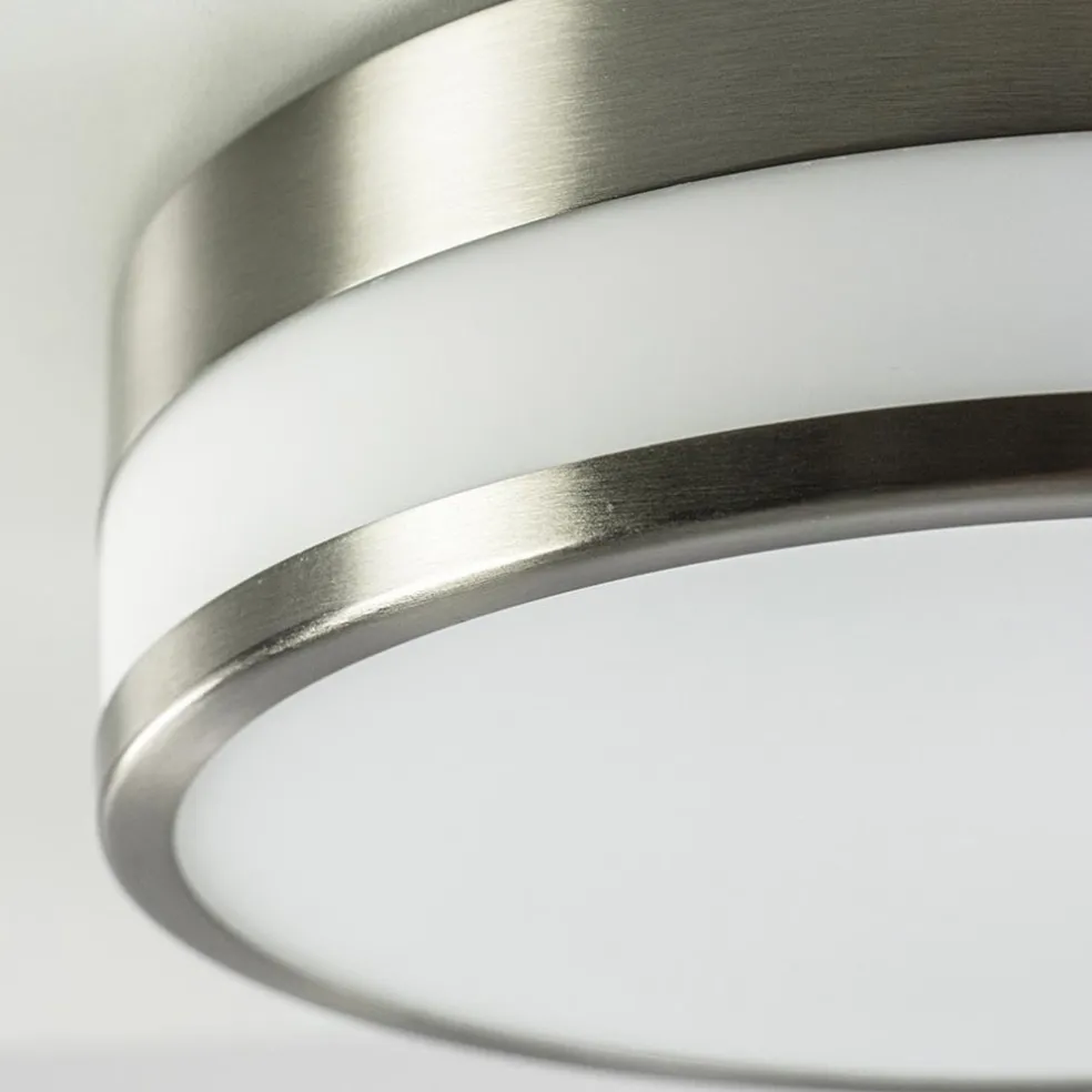 Best Straluma Ronde badkamer plafonnière nikkel met opaal glas