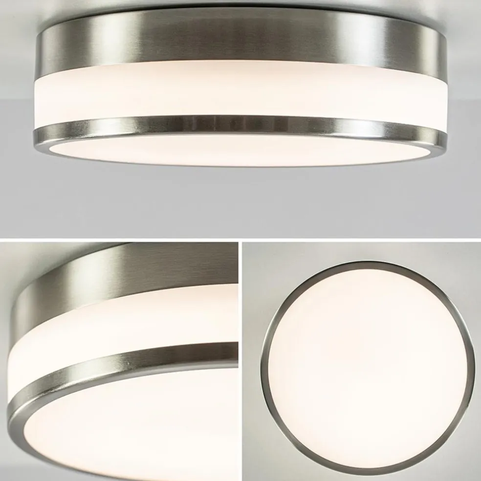 Best Straluma Ronde badkamer plafonnière nikkel met opaal glas