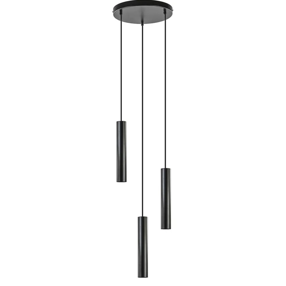 Shop Straluma Ronde 3-lichts hanglamp cilinders mat zwart
