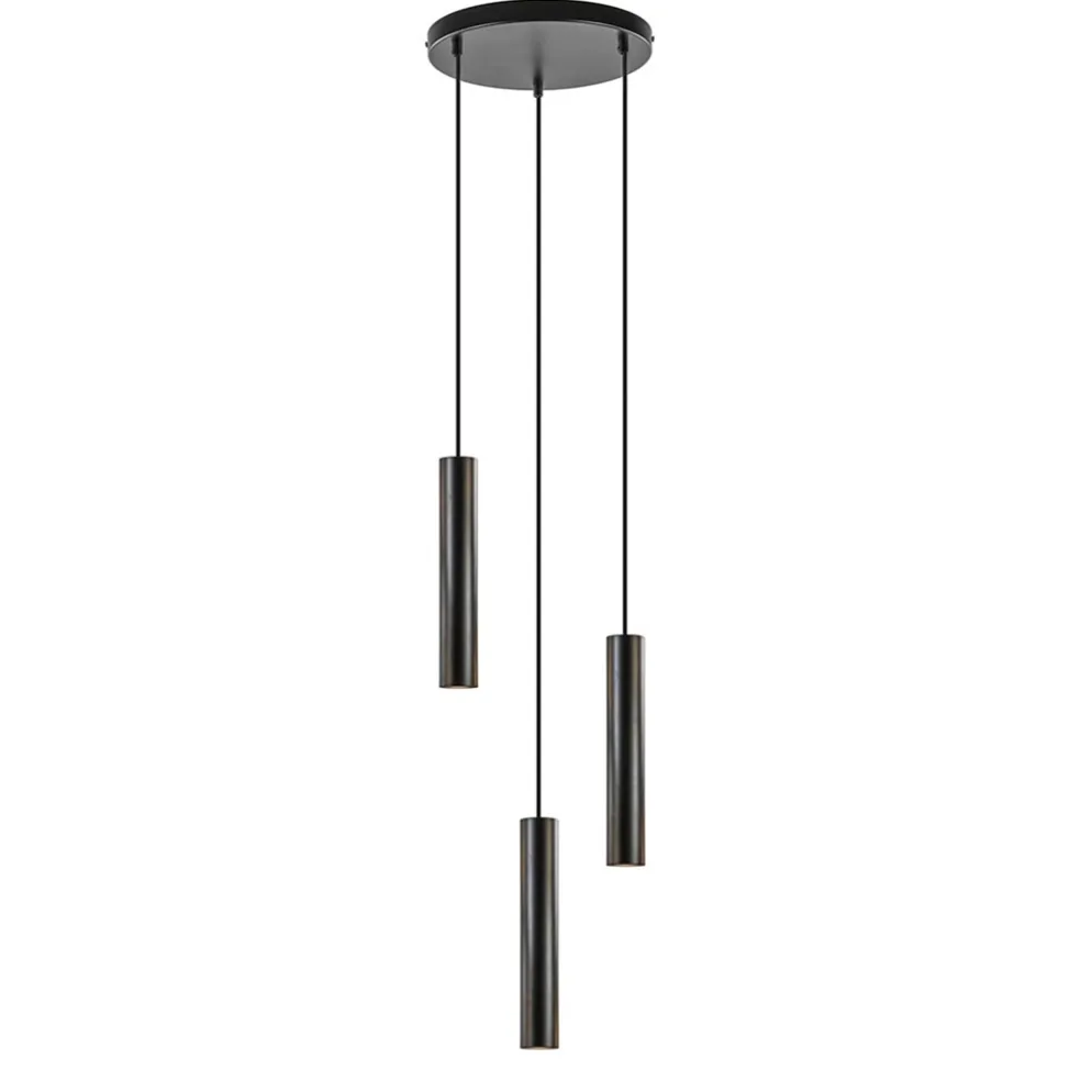 Shop Straluma Ronde 3-lichts hanglamp cilinders mat zwart