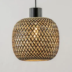 Fashion Straluma Ronde 3-lichts hanglamp zwart met bamboe kappen