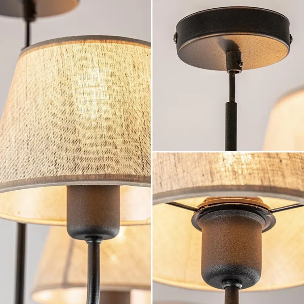 Shop Straluma Ronde plafondlamp 5-lichts zwart met taupe kapjes