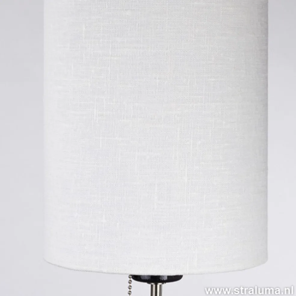Clearance Straluma Smalle vloerlamp zwart-staal linnen kap