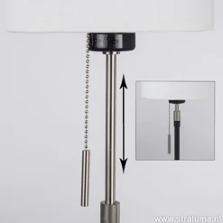 Clearance Straluma Smalle vloerlamp zwart-staal linnen kap