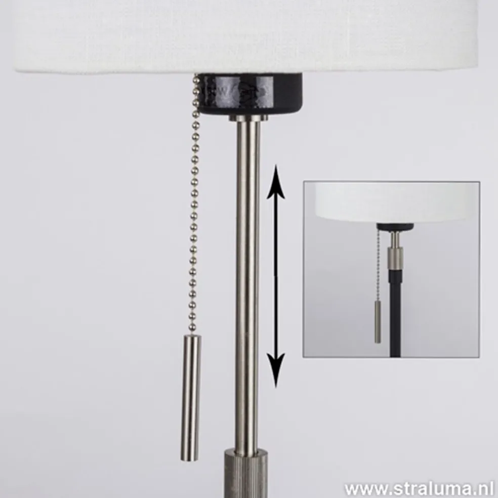 Clearance Straluma Smalle vloerlamp zwart-staal linnen kap