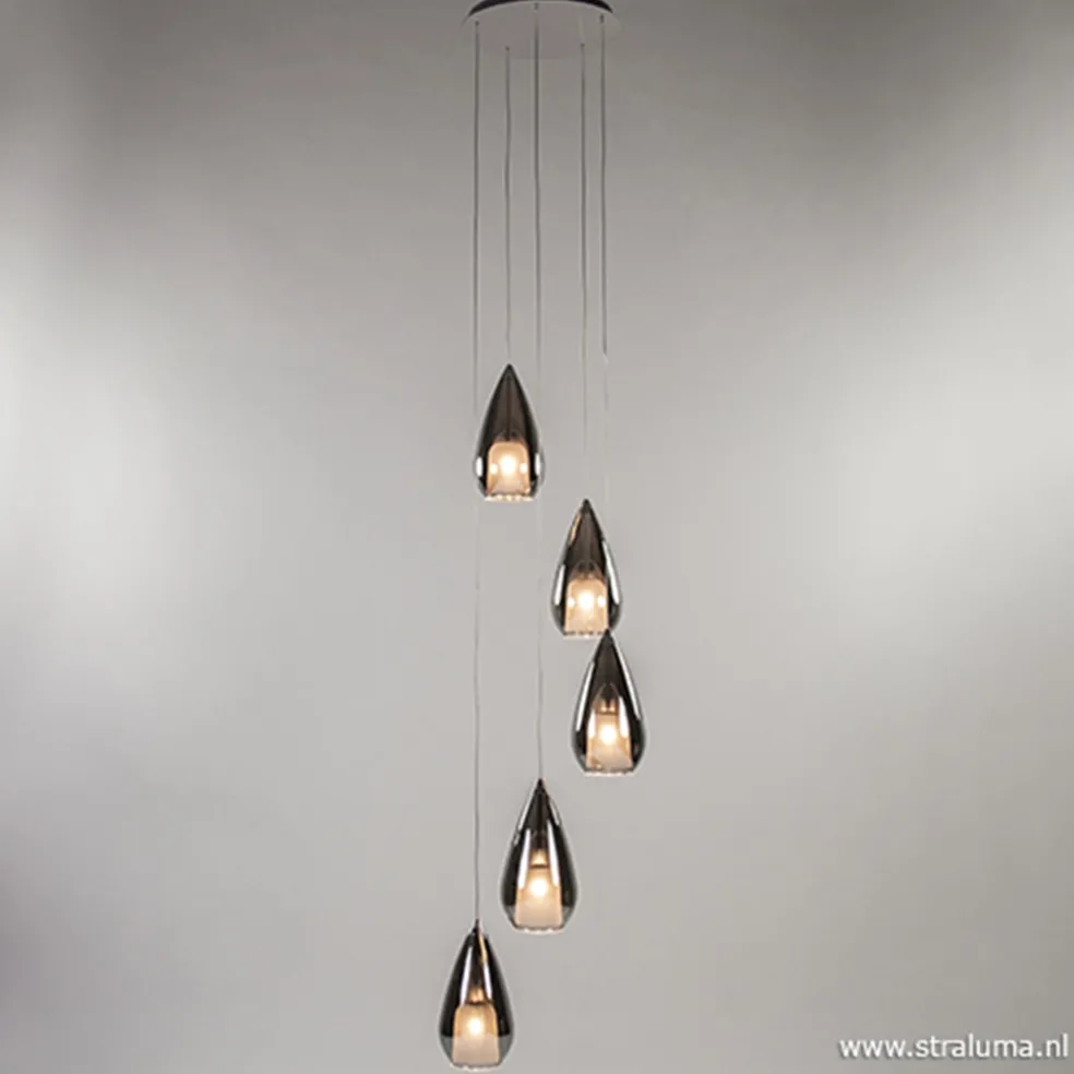 Best Sale Straluma Smokey glazen vide-hanglamp chroom