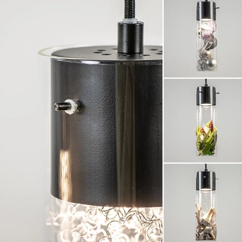 Flash Sale Straluma Speelse hanglamp zwart met helder glas 3-lichts