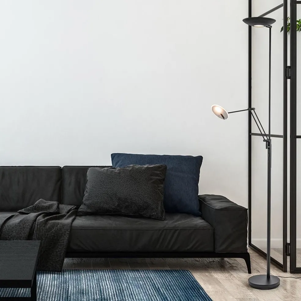 Store Straluma Staande uplighter+leesarm zwart dim.cct