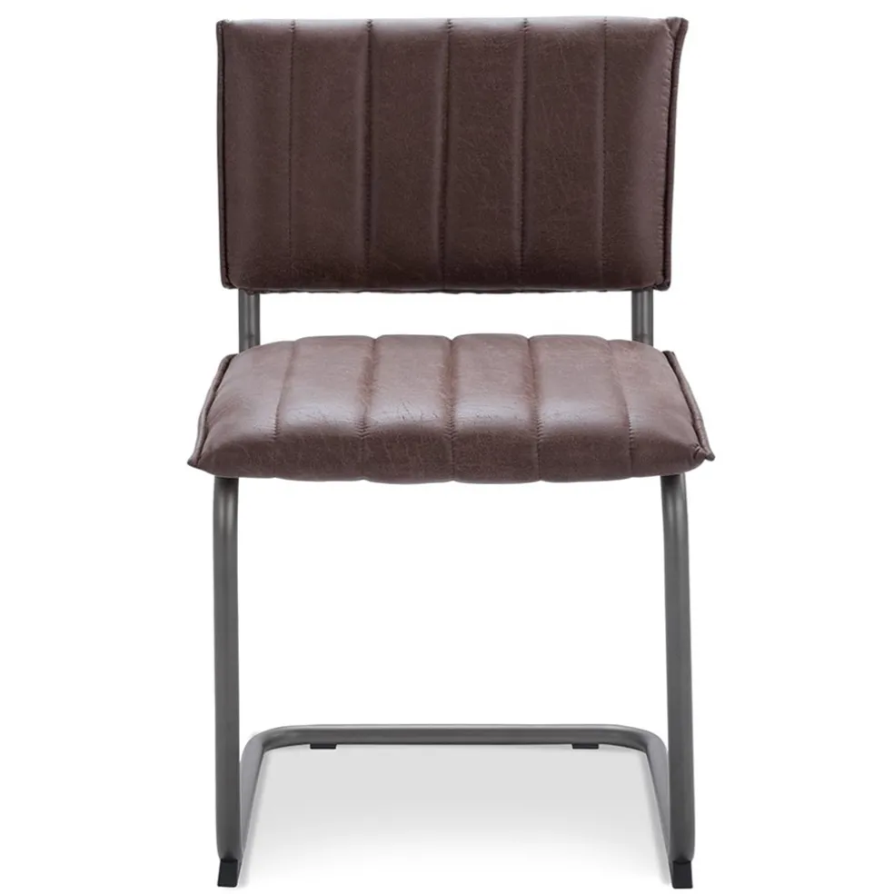 New Straluma Stoffen eetkamerstoel bruin met gunmetal onderstel