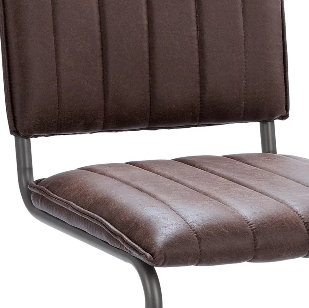 New Straluma Stoffen eetkamerstoel bruin met gunmetal onderstel
