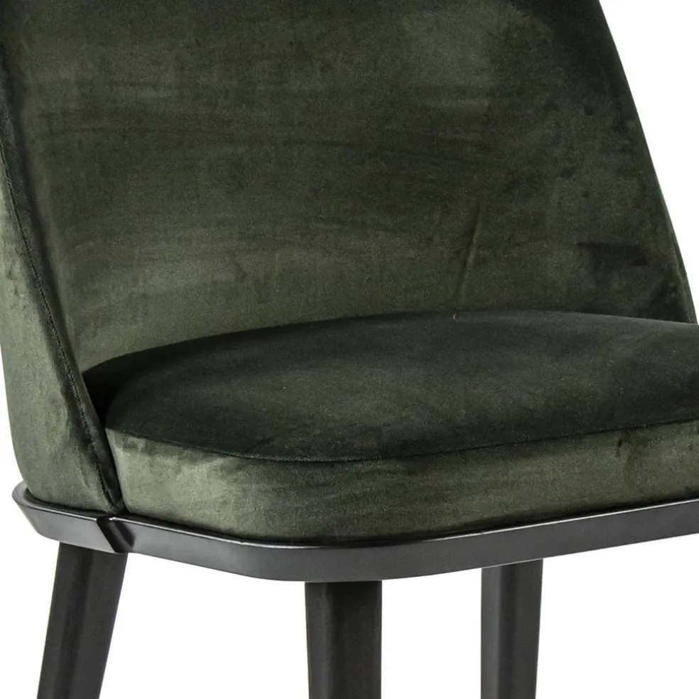 Cheap Straluma Stoffen eetkamerstoel groen met zwarte houten poot