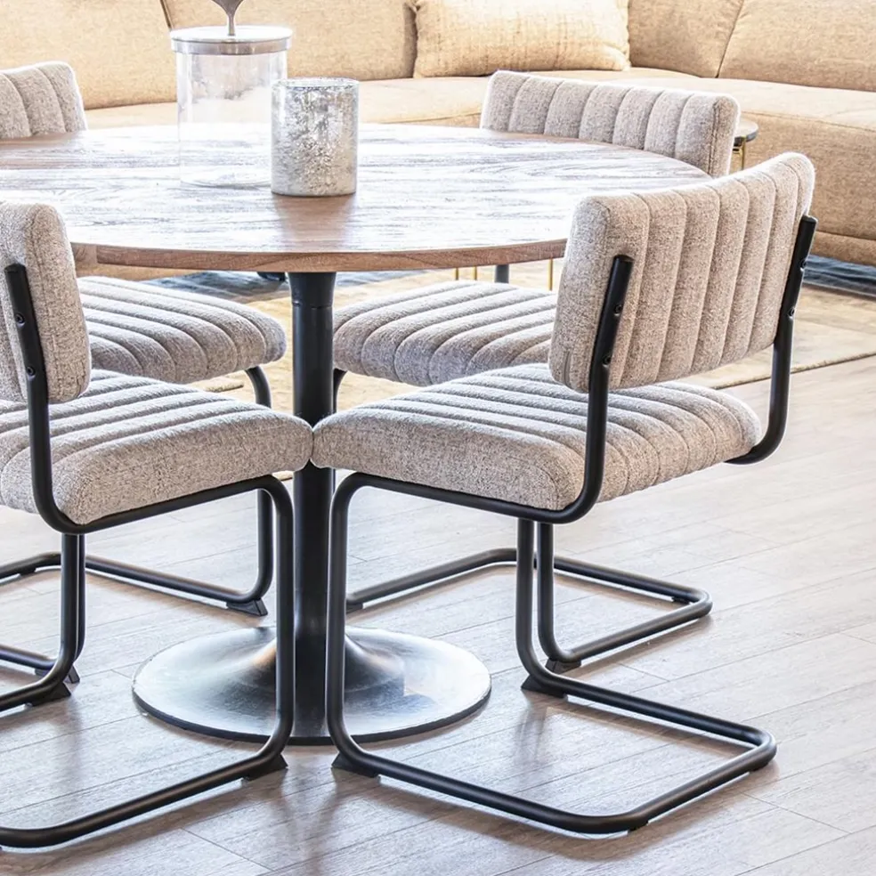 Flash Sale Straluma Stoffen eetkamerstoel met zwart metalen frame