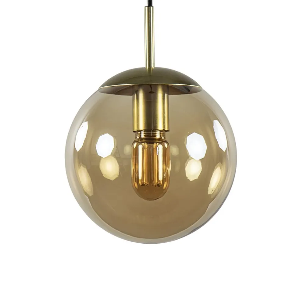 Cheap Straluma Strak klassieke hanglamp amber glas met messing 20 cm