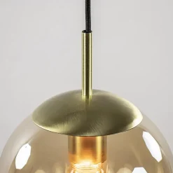 Cheap Straluma Strak klassieke hanglamp amber glas met messing 20 cm