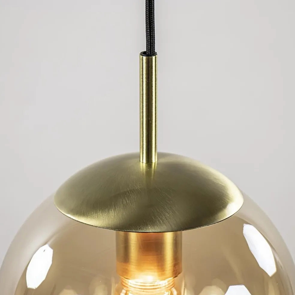 Cheap Straluma Strak klassieke hanglamp amber glas met messing 20 cm