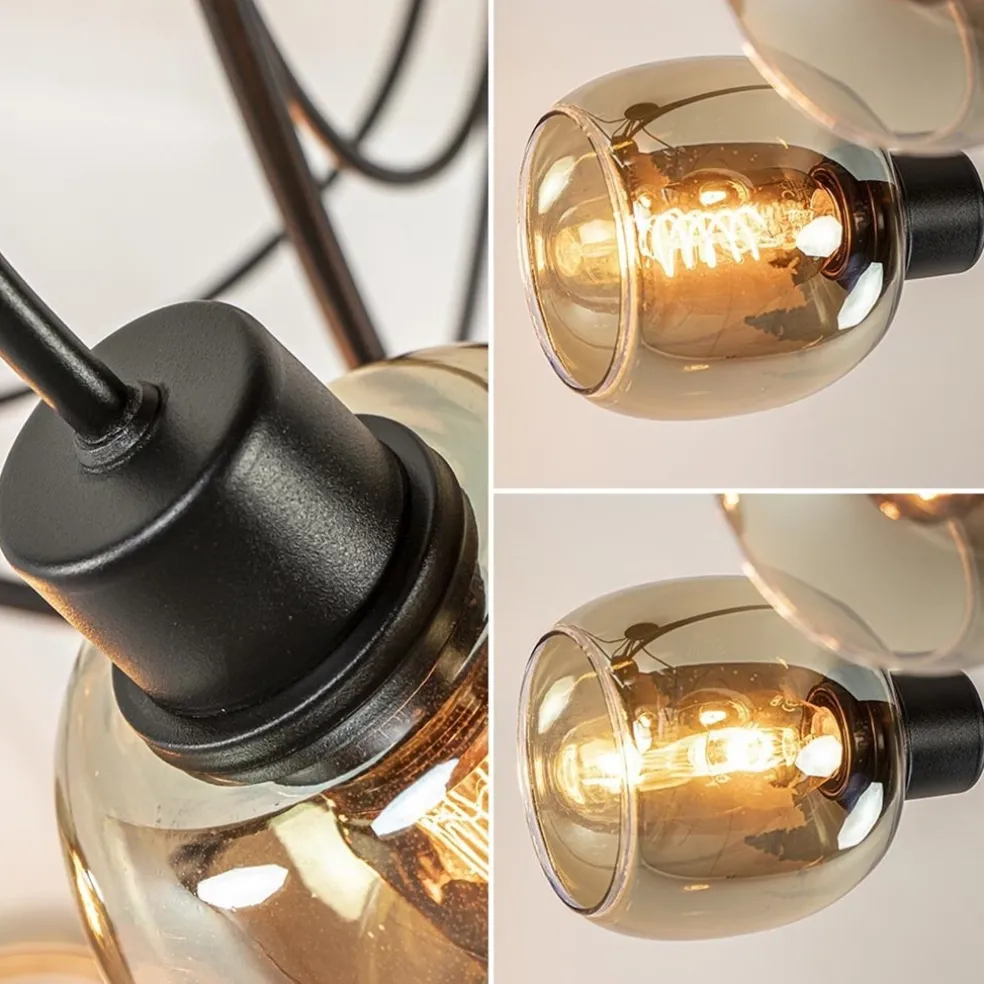 Best Straluma Strak klassieke 5-lichts plafondlamp met smoke glazen kappen
