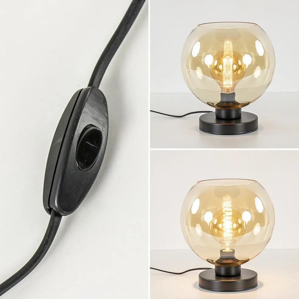 Store Straluma Strak klassieke tafellamp zwart met amber glas
