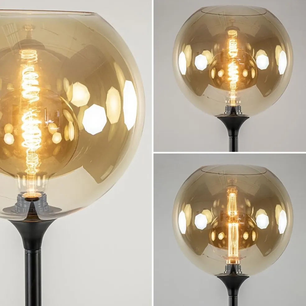 Shop Straluma Strak klassieke vloerlamp zwart met amber glas 30 cm