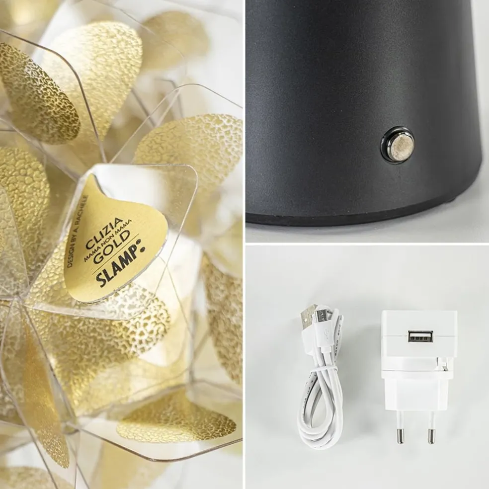 Hot Straluma Tafellamp Clizia Mama Non Mama goud/zwart oplaadbaar