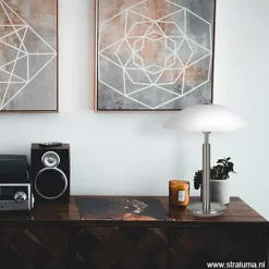Sale Straluma Tafellamp nikkel/glas wit + touchdimmer