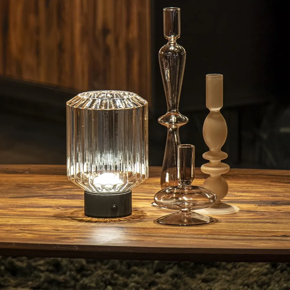 Fashion Straluma Tafellamp op batterij amber/zwart dimbaar