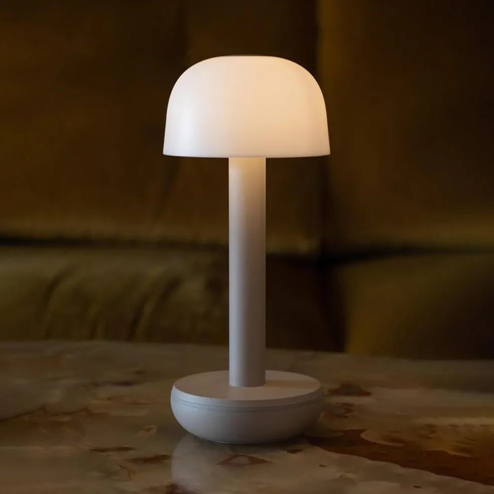 Clearance Straluma Tafellamp op batterij beige met frosted kap
