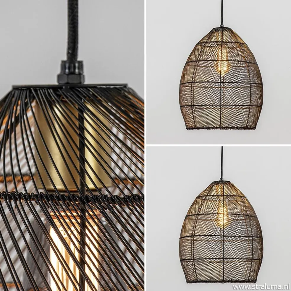 Discount Straluma Trendy draad hanglamp Meya zwart/goud