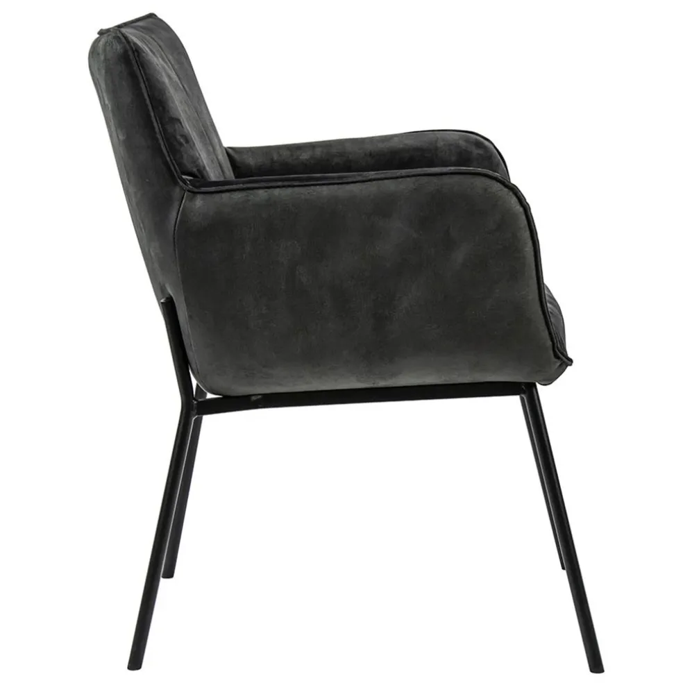 Best Sale Straluma Trendy eetkamerstoel velours antraciet met armleuning