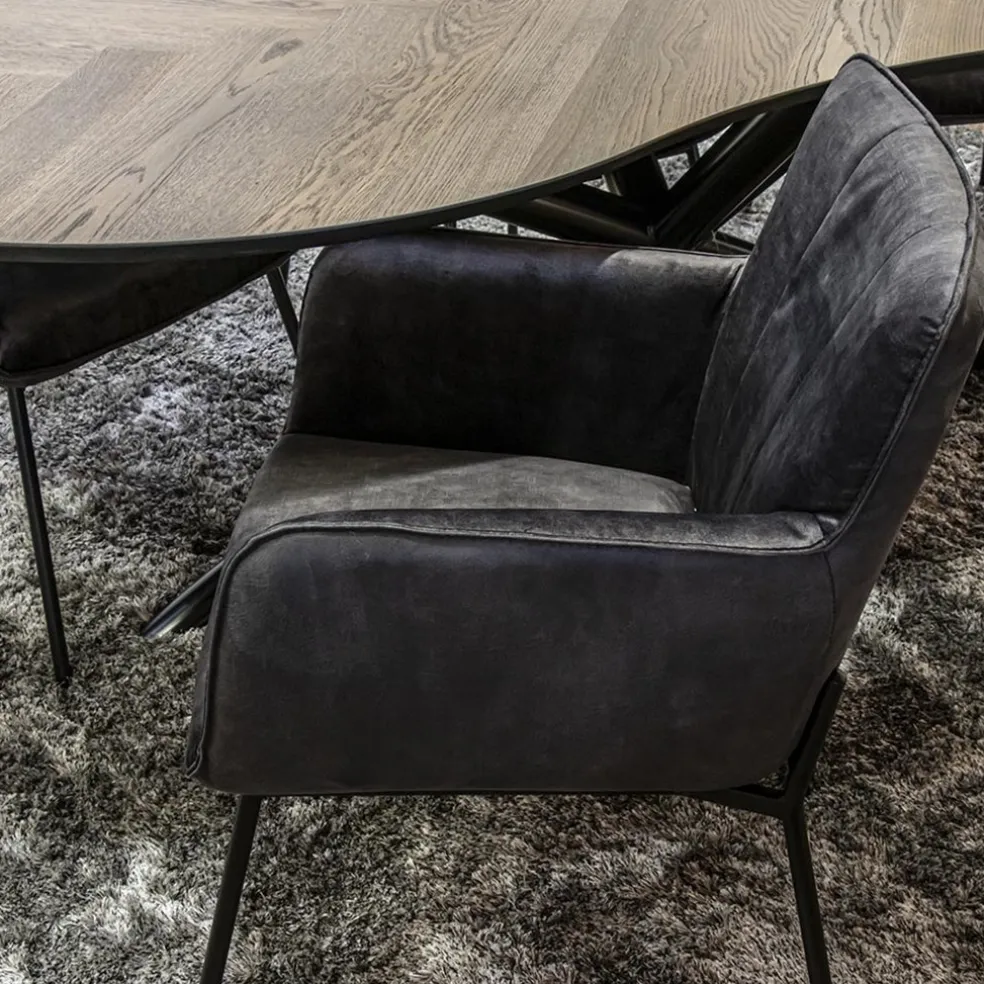 Best Sale Straluma Trendy eetkamerstoel velours antraciet met armleuning