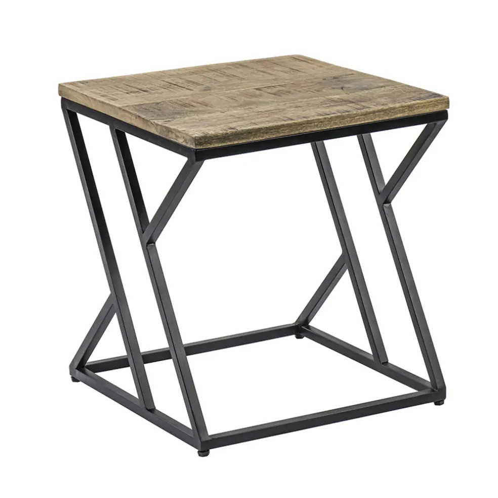 New Straluma Vierkante bijzettafel zwart met mango hout