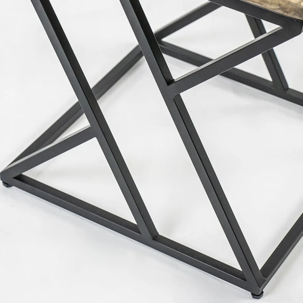 New Straluma Vierkante bijzettafel zwart met mango hout