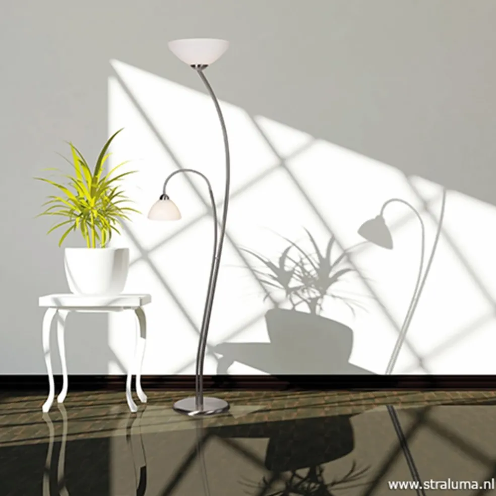 New Straluma Vloerlamp Capri staal/glas met leeslamp