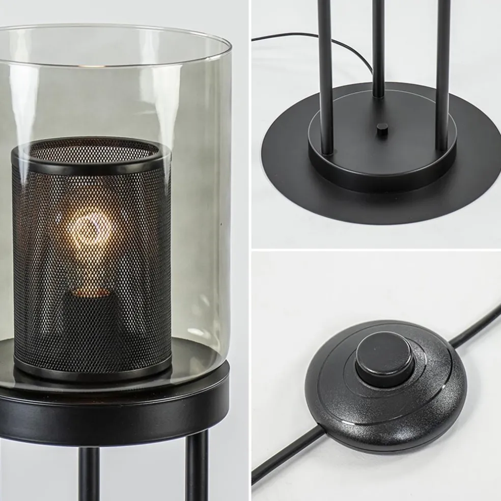 Store Straluma Vloerlamp cilinder mat zwart met smoke glazen kap