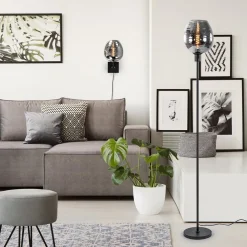 New Straluma Vloerlamp Fantasy op stang zwart + smoke glas