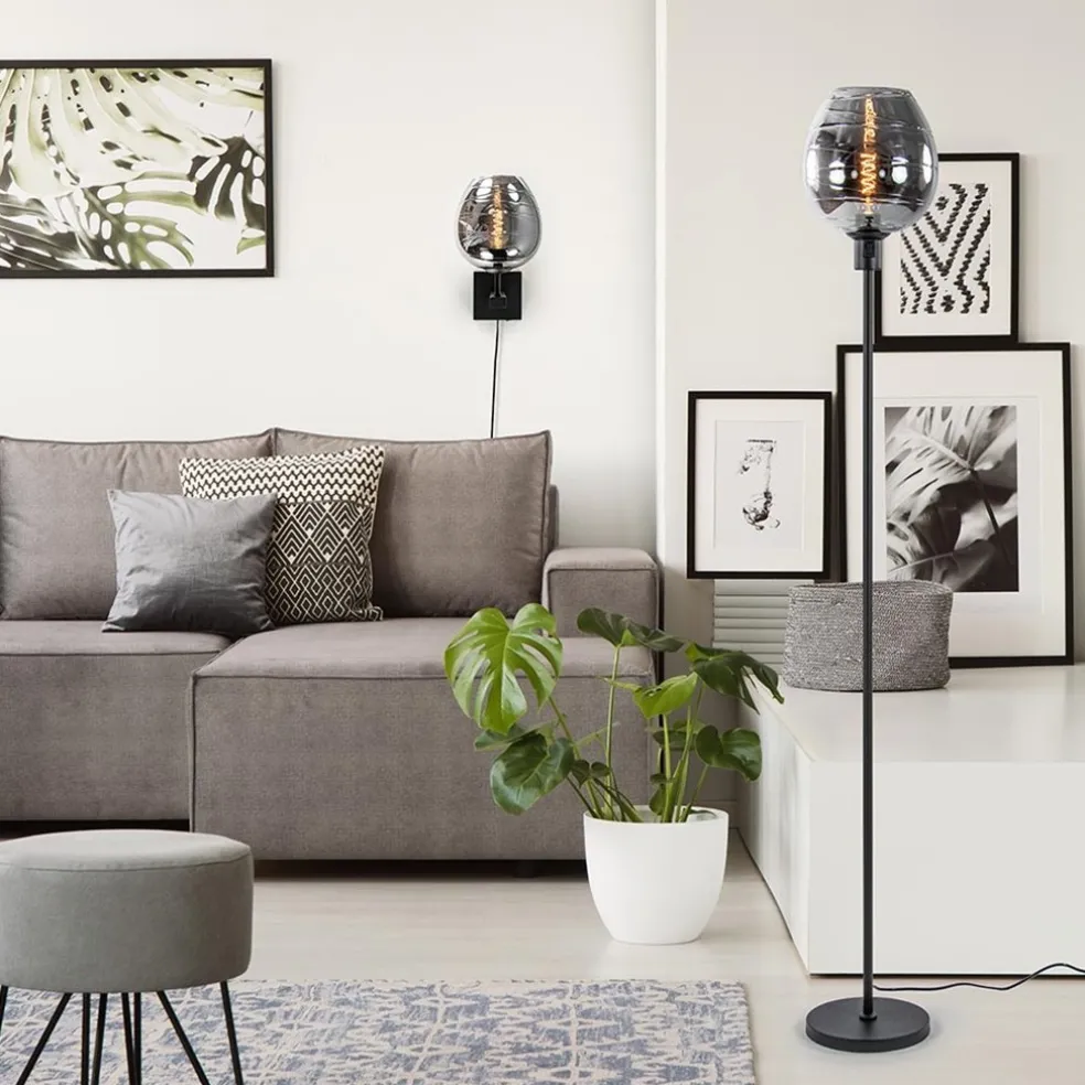 New Straluma Vloerlamp Fantasy op stang zwart + smoke glas