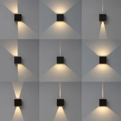 New Straluma Wandlamp Davos kubus zwart IP54 2700k