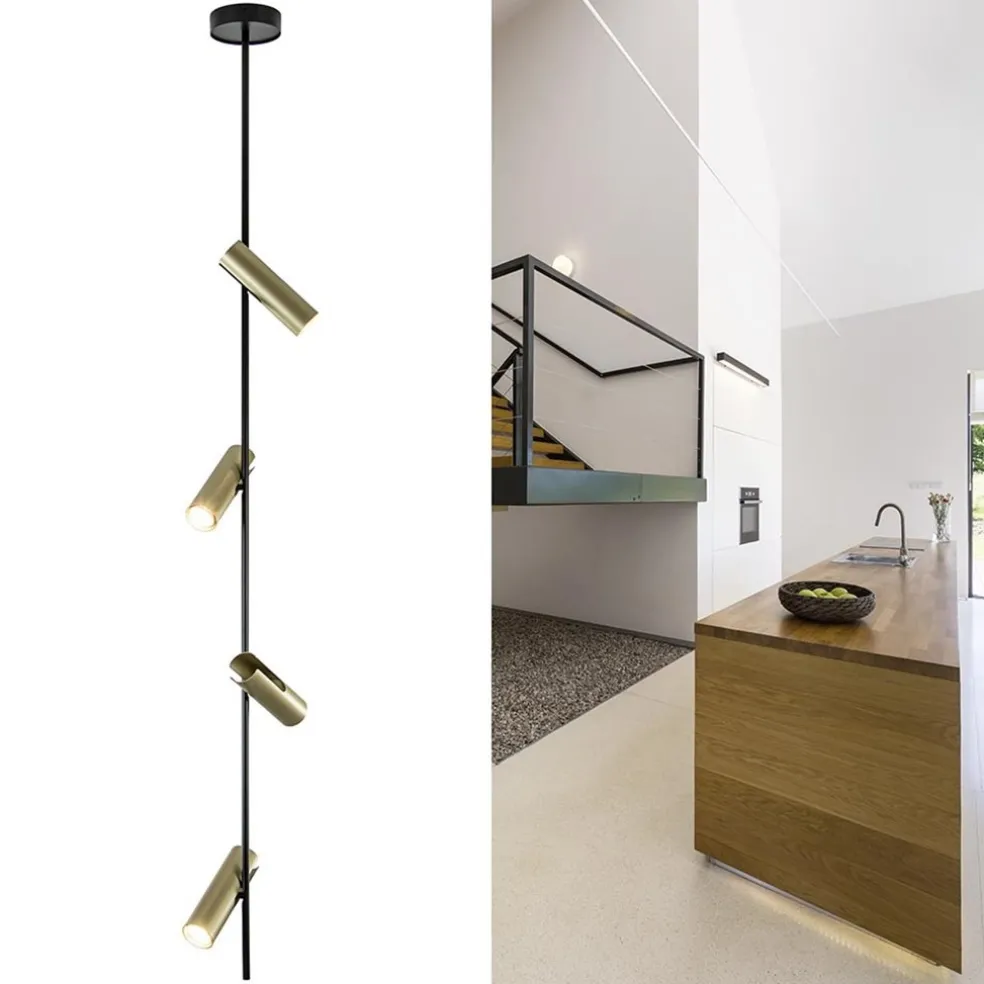 Flash Sale Straluma Zwart met gouden plafondspot 4-lichts groot