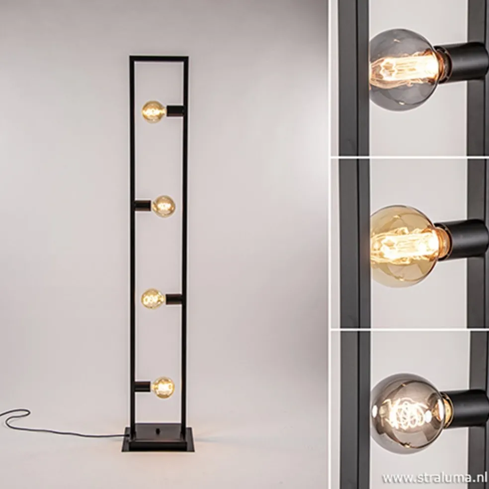 Flash Sale Straluma Zwarte metalen vloerlamp open frame